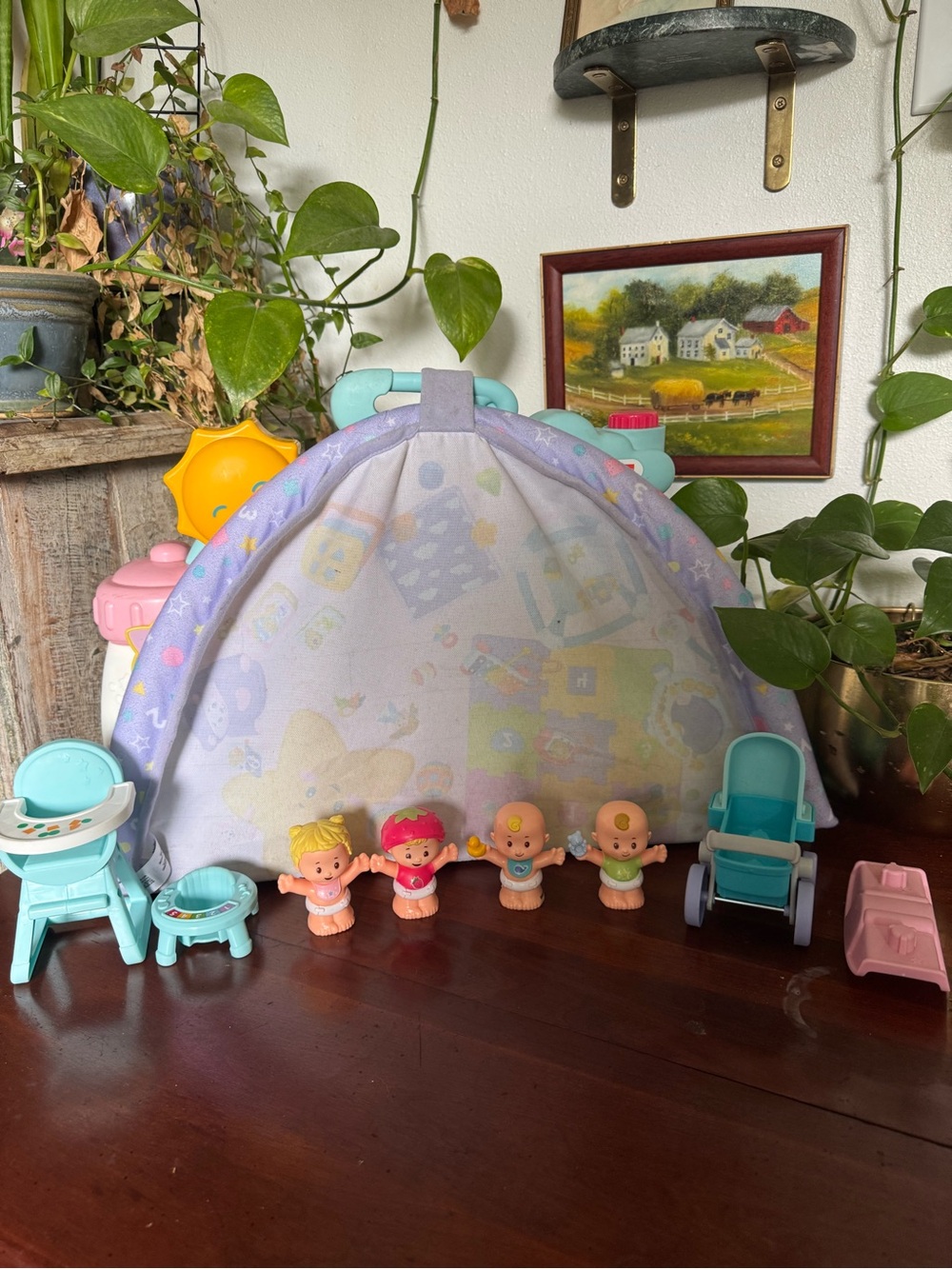 Fisher-Price Little People Baby Stroller Nursery Highchair Vintage